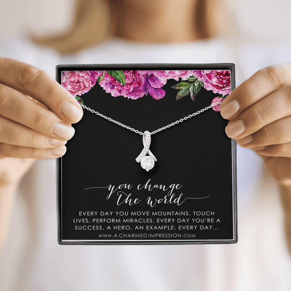 You Change the World, Nurse Appreciation Gift Necklace, Nurse Graduation, Nurse Week Jewelry, Practitioner, Nurse Retirement, Nurse Jewelry