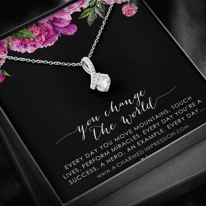 You Change the World, Nurse Appreciation Gift Necklace, Nurse Graduation, Nurse Week Jewelry, Practitioner, Nurse Retirement, Nurse Jewelry