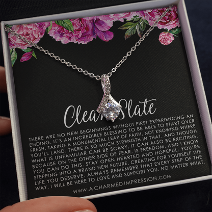 New Beginnings Gift for Her, Clean Slate, New Beginnings Necklace, Breakup Gift Necklace, Blank Slate, in 14K White Gold