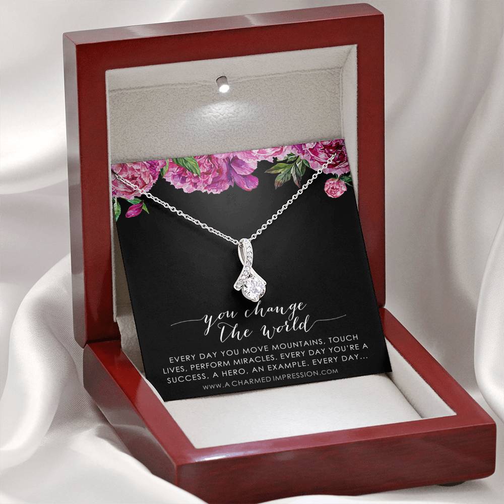 You Change the World, Nurse Appreciation Gift Necklace, Nurse Graduation, Nurse Week Jewelry, Practitioner, Nurse Retirement, Nurse Jewelry