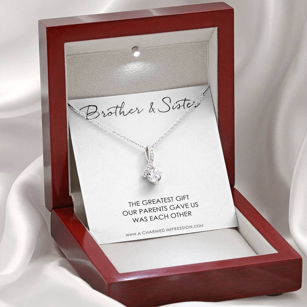 Sister Gift From Brother, Necklace For Little Sister, Interlocking Heart Necklace For Sister, Sister & Brother Necklace, Sister's Gift