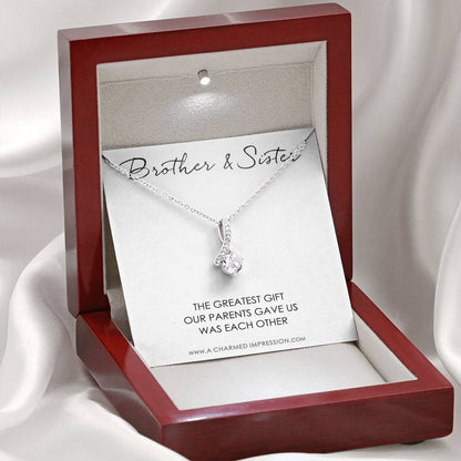 Sister Gift From Brother, Necklace For Little Sister, Interlocking Heart Necklace For Sister, Sister & Brother Necklace, Sister's Gift