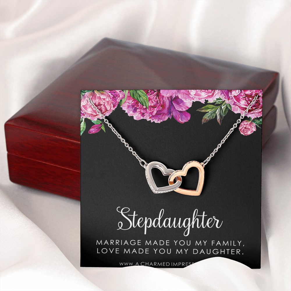 Stepdaughter Gifts from Stepmom Stepdad, Birthday Gifts for Daughter from Mom Dad, Stepdaughter Necklace, Unbiological Daughter Gift