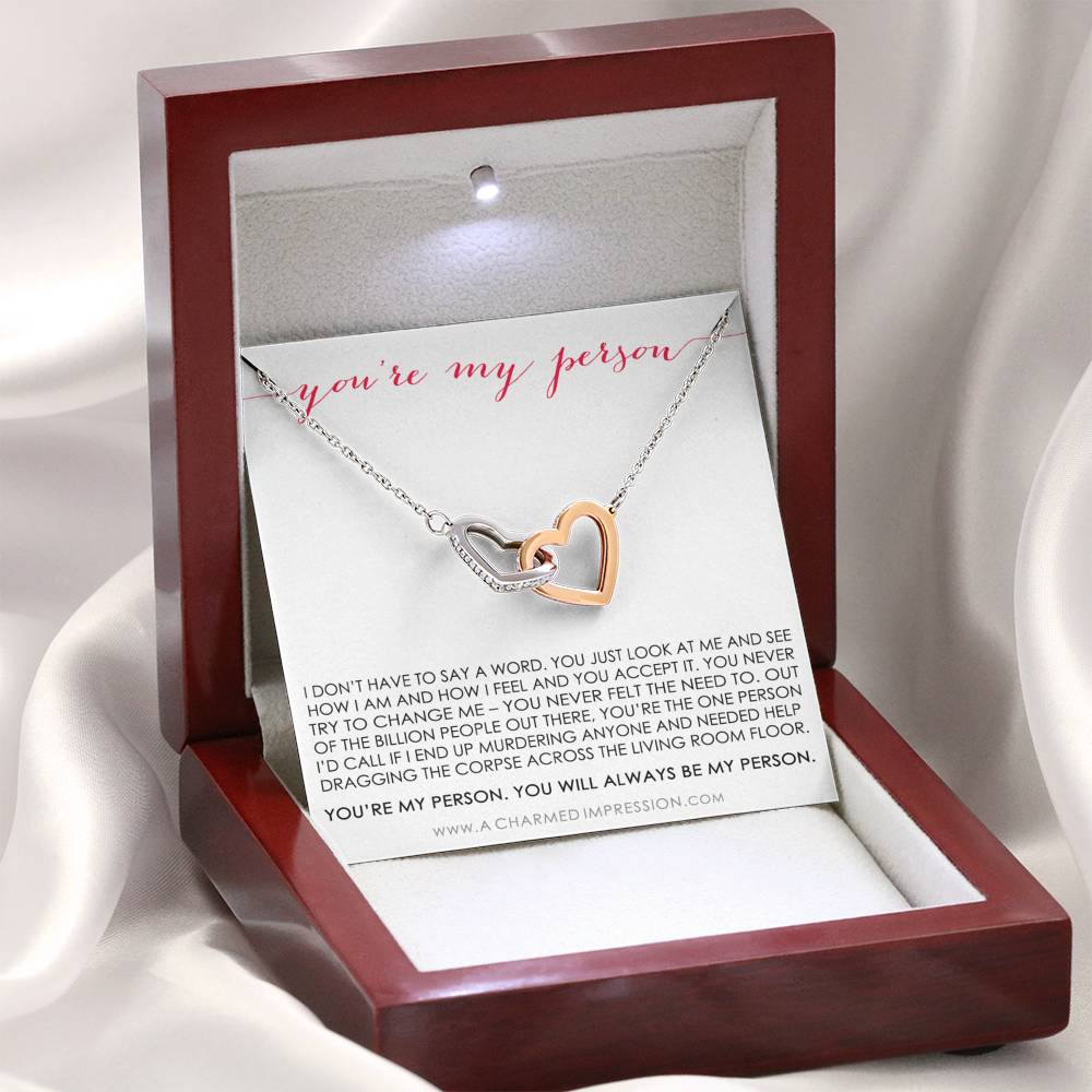 You Are My Person Gift, Best Friend Gift, You're My Person Necklace, Greys Anatomy Quote, Bestie Gift, BFF Gift, Interlocking Hearts