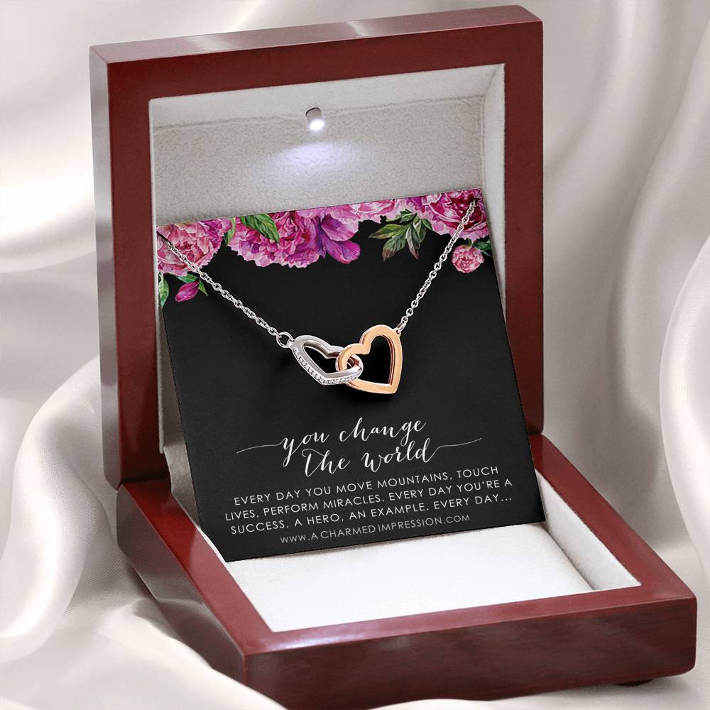 You Change the World, Nurse Appreciation Gift Necklace, Nurse Graduation, Nurse Week Jewelry, Practitioner, Nurse Retirement, Nurse Jewelry