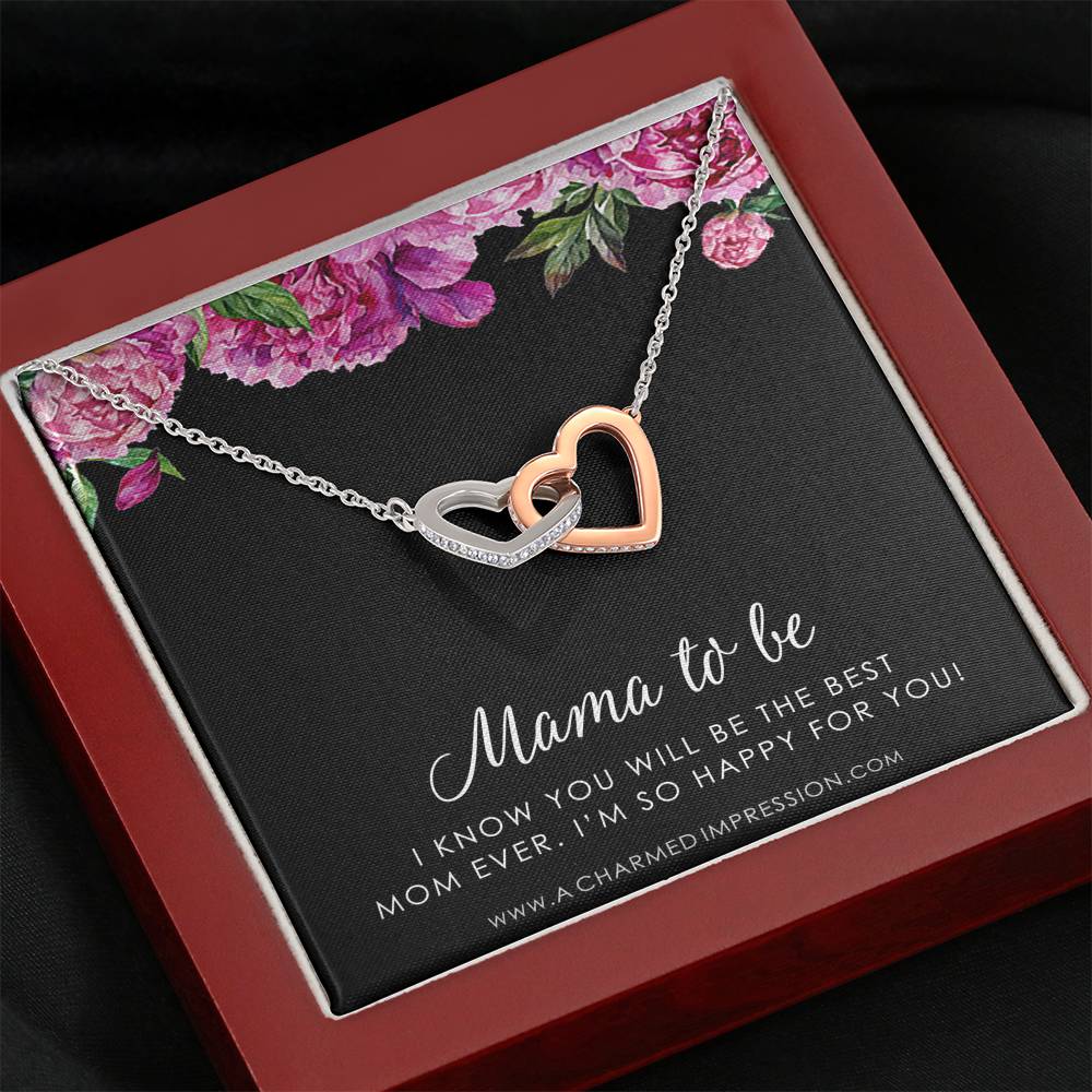 Congratulations Gifts for New Mom, Mama To Be Gifts, Expecting Mothers Necklace, Mommy Jewelry, Baby Shower, Adoption Gifts, Best Mom Ever, Interlocking Hearts