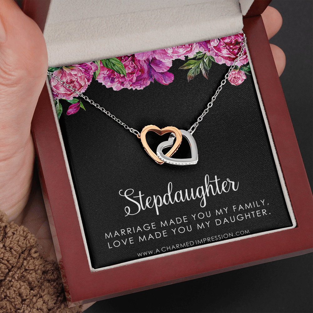 Stepdaughter Gifts from Stepmom Stepdad, Birthday Gifts for Daughter from Mom Dad, Stepdaughter Necklace, Unbiological Daughter Gift