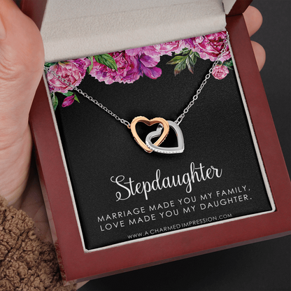 Stepdaughter Gifts from Stepmom Stepdad, Birthday Gifts for Daughter from Mom Dad, Stepdaughter Necklace, Unbiological Daughter Gift