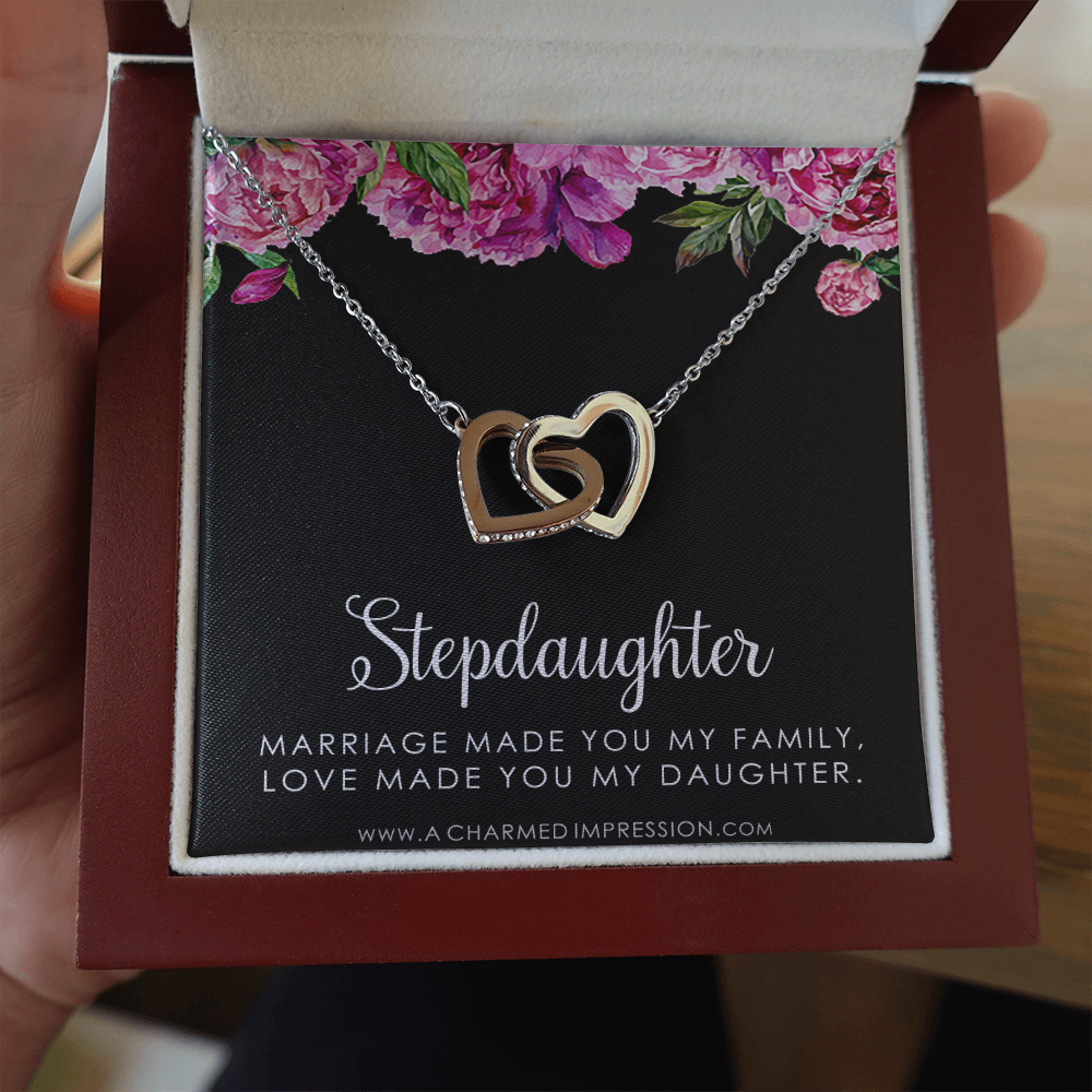 Stepdaughter Gifts from Stepmom Stepdad, Birthday Gifts for Daughter from Mom Dad, Stepdaughter Necklace, Unbiological Daughter Gift