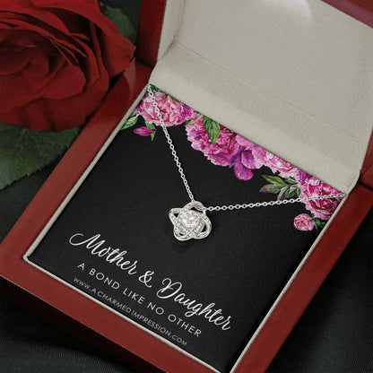 Gifts for Mom - Mother and Daughter Necklace - Girl Mom Gift - Love Knot Charm - Endless Love Jewelry - Adjustable Length