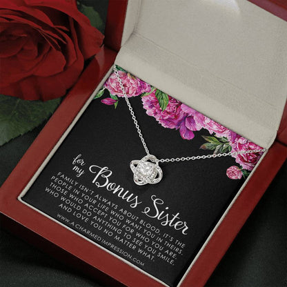 Bonus Sister Gift Necklace, Sister-In-Law Gift, Jewelry For Sister in Law, Step Sister Gift, Soul Sister, Best Friend - Love Knot Necklace