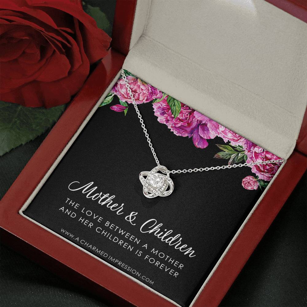Mother and Children Necklace, Gifts for Mom Jewelry, Family Necklace, Mother Daughter Necklace, Mother's Day Birthday, Love Knot
