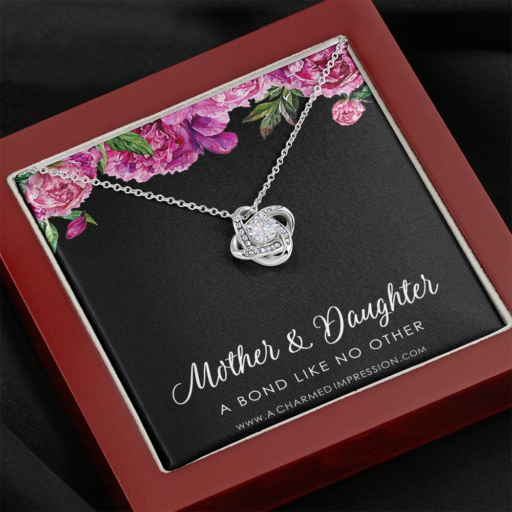Gifts for Mom - Mother and Daughter Necklace - Girl Mom Gift - Love Knot Charm - Endless Love Jewelry - Adjustable Length