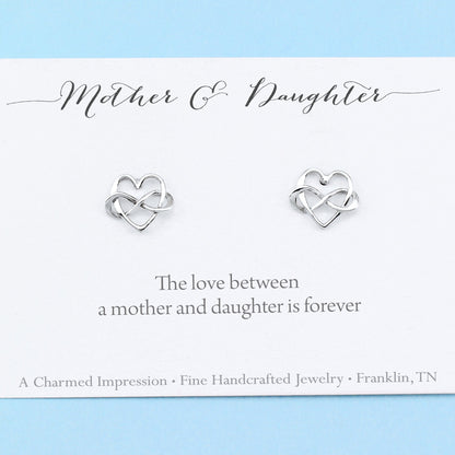 Mother & Daughter Infinity Heart Post Earrings